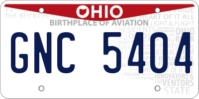 OH license plate GNC5404