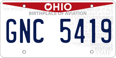 OH license plate GNC5419