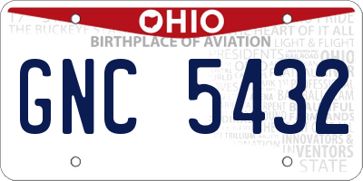 OH license plate GNC5432