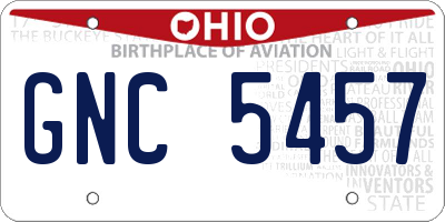 OH license plate GNC5457