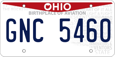 OH license plate GNC5460