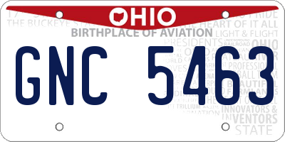 OH license plate GNC5463