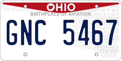 OH license plate GNC5467