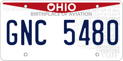 OH license plate GNC5480