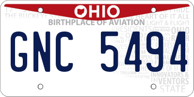 OH license plate GNC5494