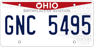 OH license plate GNC5495