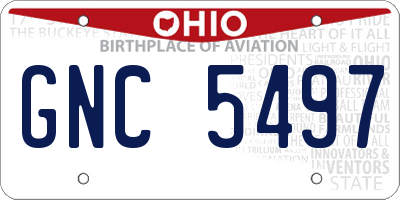 OH license plate GNC5497