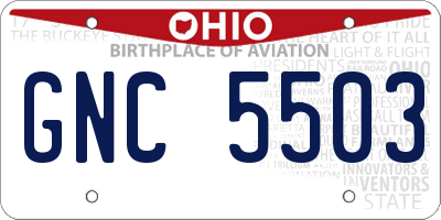 OH license plate GNC5503