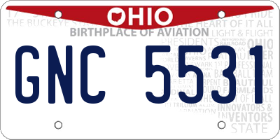 OH license plate GNC5531