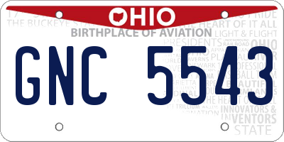 OH license plate GNC5543