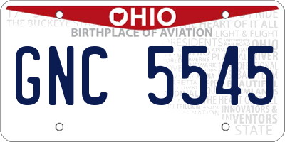 OH license plate GNC5545