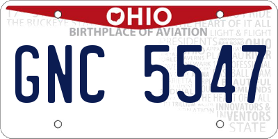 OH license plate GNC5547