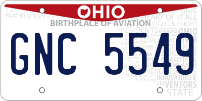 OH license plate GNC5549