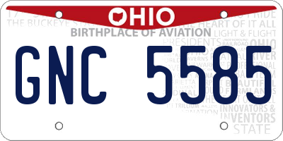 OH license plate GNC5585
