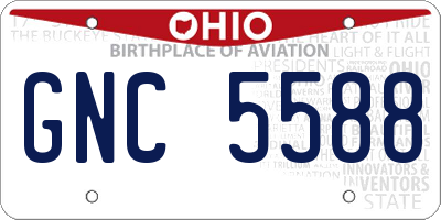 OH license plate GNC5588