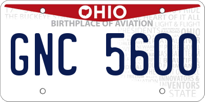 OH license plate GNC5600