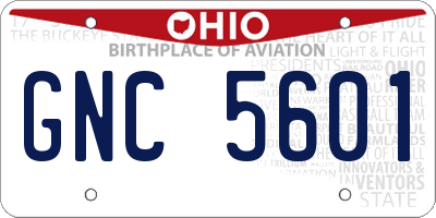 OH license plate GNC5601