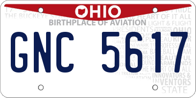 OH license plate GNC5617