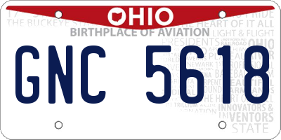 OH license plate GNC5618