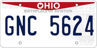 OH license plate GNC5624