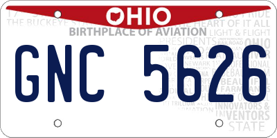 OH license plate GNC5626