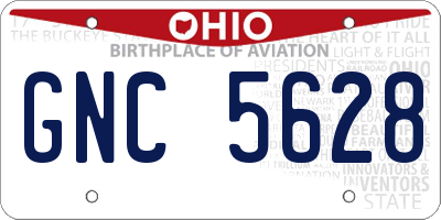 OH license plate GNC5628