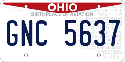 OH license plate GNC5637