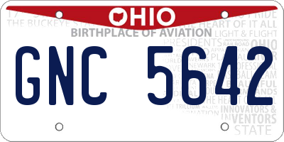 OH license plate GNC5642