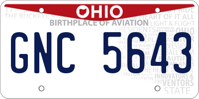 OH license plate GNC5643