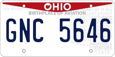 OH license plate GNC5646