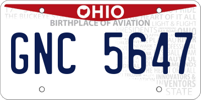 OH license plate GNC5647