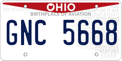 OH license plate GNC5668