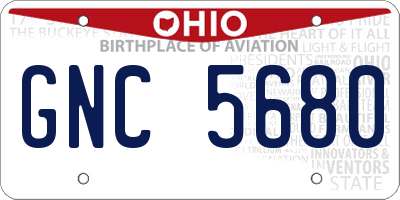 OH license plate GNC5680