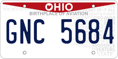 OH license plate GNC5684