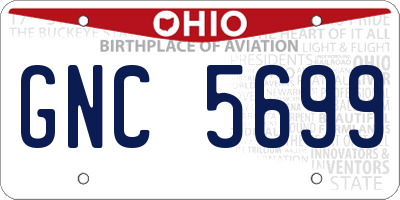 OH license plate GNC5699