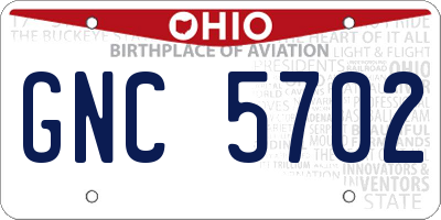 OH license plate GNC5702