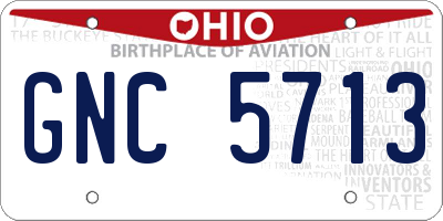 OH license plate GNC5713