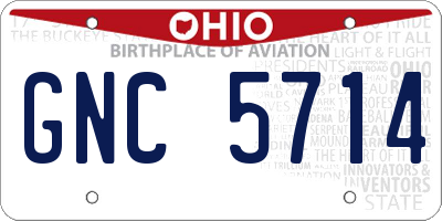 OH license plate GNC5714
