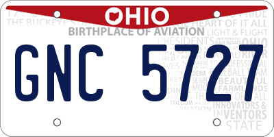 OH license plate GNC5727