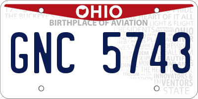 OH license plate GNC5743