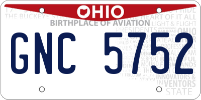 OH license plate GNC5752