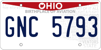 OH license plate GNC5793
