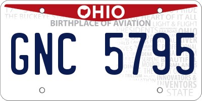 OH license plate GNC5795