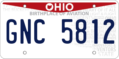 OH license plate GNC5812