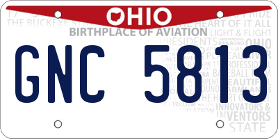 OH license plate GNC5813