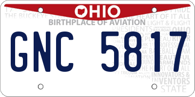 OH license plate GNC5817