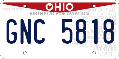 OH license plate GNC5818