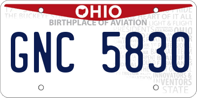 OH license plate GNC5830