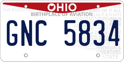 OH license plate GNC5834