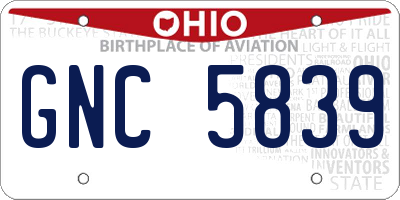 OH license plate GNC5839